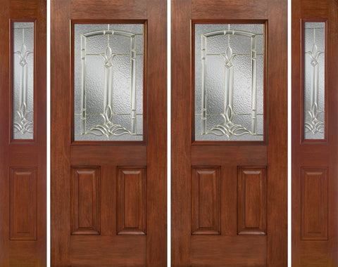 WDMA 96x80 Door (8ft by 6ft8in) Exterior Mahogany Half Lite 2 Panel Double Entry Door Sidelights BT Glass 1