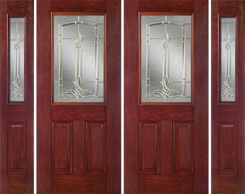 WDMA 96x80 Door (8ft by 6ft8in) Exterior Cherry Half Lite 2 Panel Double Entry Door Sidelights BT Glass 1