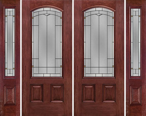 WDMA 96x80 Door (8ft by 6ft8in) Exterior Cherry Camber 3/4 Lite Two Panel Double Entry Door Sidelights TP Glass 1