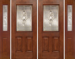WDMA 96x80 Door (8ft by 6ft8in) Exterior Mahogany Half Lite 2 Panel Double Entry Door Sidelights HM Glass 1