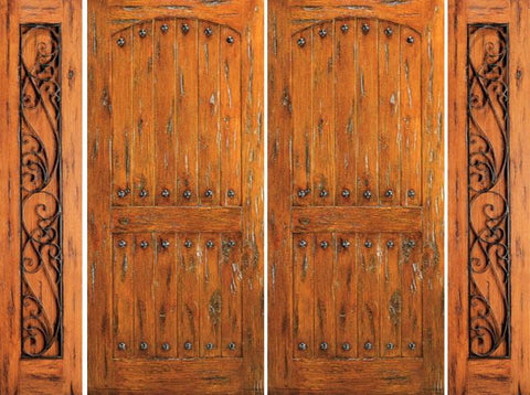 WDMA 96x80 Door (8ft by 6ft8in) Exterior Knotty Alder Prehung Double Door with Two Side lights  1