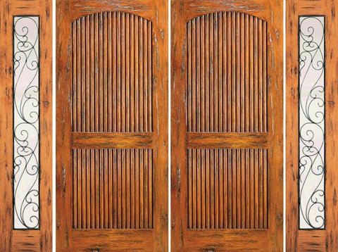 WDMA 96x80 Door (8ft by 6ft8in) Exterior Knotty Alder Prehung Double Door with Two Sidelights 1