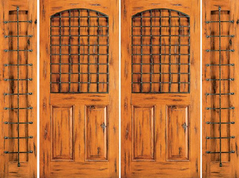 WDMA 96x80 Door (8ft by 6ft8in) Exterior Knotty Alder Entry Double Door with Two Sidelights 3-Panel 1