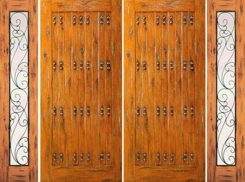 WDMA 96x80 Door (8ft by 6ft8in) Exterior Knotty Alder Prehung Double Door with Two Sidelights Entry Alder 1