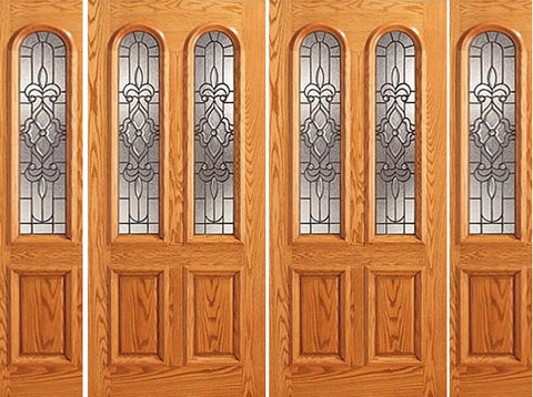 WDMA 96x80 Door (8ft by 6ft8in) Exterior Mahogany Arch Twin Lite Entry Double Door Two Sidelights 1