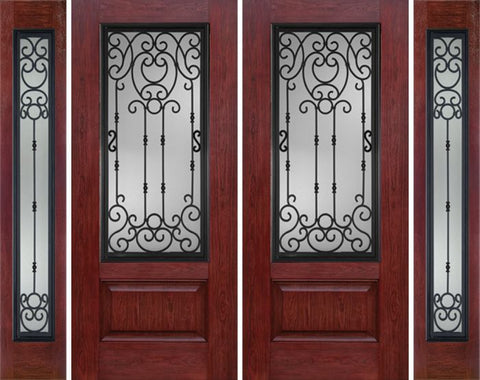 WDMA 96x80 Door (8ft by 6ft8in) Exterior Cherry 3/4 Lite 1 Panel Double Entry Door Sidelights BM Glass 1