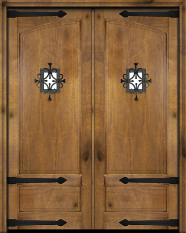 WDMA 96x84 Door (8ft by 7ft) Exterior Barn Mahogany Rustic 2 Panel or Interior Double Door with Speakeasy / Straps 1