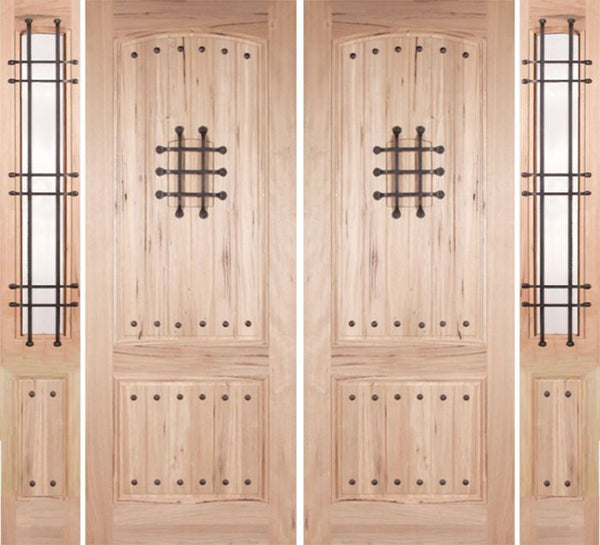 WDMA 96x96 Door (8ft by 8ft) Exterior Walnut Rustica II Double Door/2side Clear Glass and Cage 1