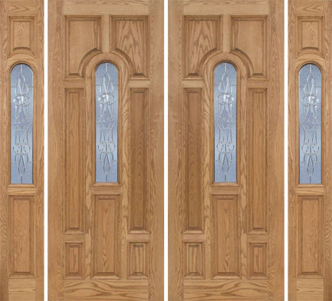 WDMA 96x96 Door (8ft by 8ft) Exterior Oak Carrick Double Door/2side w/ L Glass - 8ft Tall 1