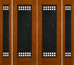 WDMA 96x96 Door (8ft by 8ft) Exterior Mahogany Double 2-1/4in Thick Doors Sidelights Heavy Iron Work 1